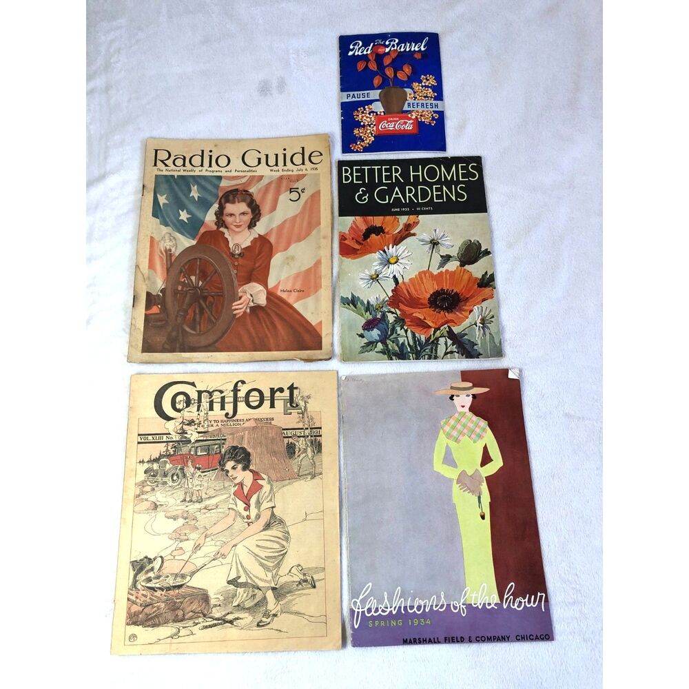 Lot 5pcs Vtg 1930s Magazines Better Homes Radio Guide Comfort Marshall Coca-Cola